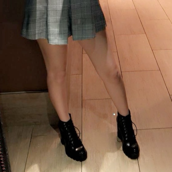 Zara Trafaluc Black Patent High heel Combat Boots - Picture 9 of 9